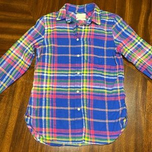 J. Crew 100% Cotton Colorful Plaid Button Down Long Sleeve Shirt